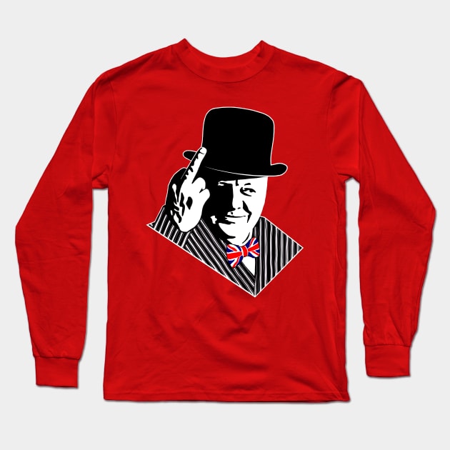 Winston Churchill Middle Finger Long Sleeve T-Shirt by reapolo